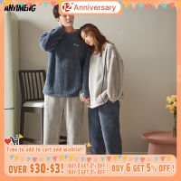 Women and Men Clothing Winter Warm Pajamas Set for Couple Fashion Pullover and Hoodies Pijamas for Men Simple Pajama for Lady