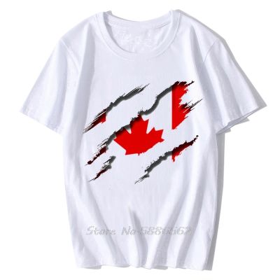 3d Vision Canada Flag Inside Tearing Tshirt Men Summer New White Short Sleeve Homme Casual T Shirt Unisex Streetwear Tee XS-6XL