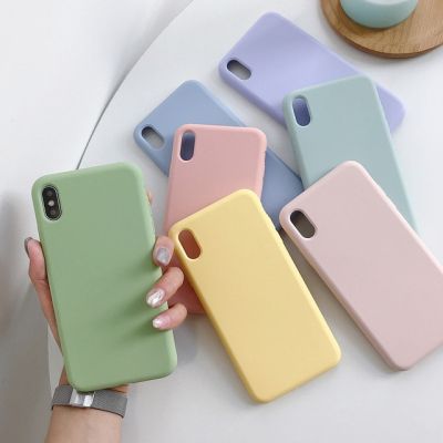 [สินค้าใหม่ในสต็อก] ซิลิโคนสีทึบกรณีโทรศัพท์สำหรับ Apple iPhone 11 Pro 6วินาที6วินาที7 8 X XR XS MAX ปกอ่อนลูกอมสี iPhone 11 8 7 6วินาที6วินาทีบวก