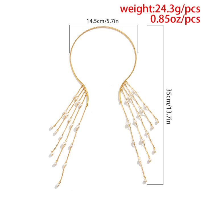 gexing-ornaments-diezi-elegant-imitation-pearl-long-tassel-torques-สำหรับผู้หญิงสีขาวสีดำ-pearl-choker-statement-chain-collar-สร้อยคอเครื่องประดับใหม่