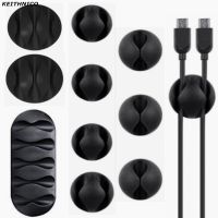 KEITHNICO 10Pcs Black Cable Clips Adhesive Silicone Cable Holders Desk Cable Management Clips Wire Holder for Cable Cable Management