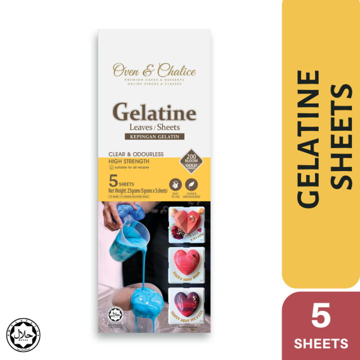 GELATINE SHEETS GOLD GRADE/ 200 BLOOM (5 SHEETS) JAKIM HALAL OVEN