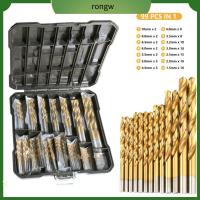 RONGW 99Pcs 1/16 "ถึง3/8" ชุดดอกสว่าน เหล็กความเร็วสูง Hss bit มัลติฟังก์ชั่ เครื่องมือเจาะรู ไม้สำหรับไม้