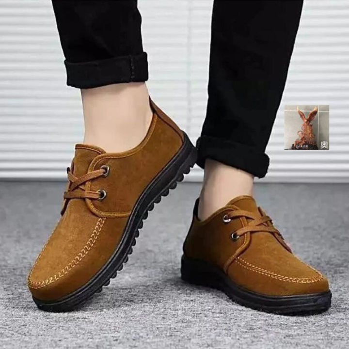 สินค้าราคาถูก-รองเท้าหนัง-รองเท้าผู้ชายรองเท้าแฟชั่นสไตล์เกาหลีหนังนิ่มมากๆรองเท้าผู้ชายใหม่รองเท้าแฟชั่นเกาหลี-สีเหลือง-darane