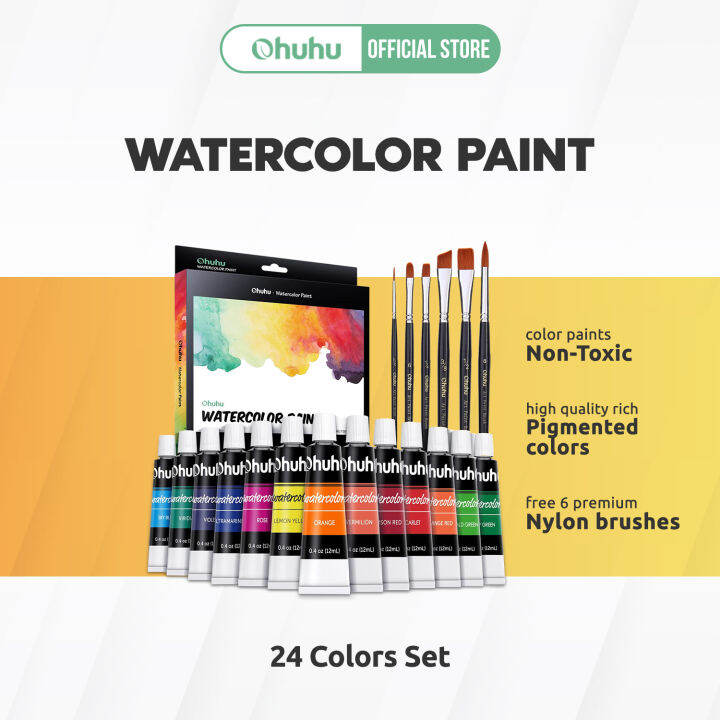 Ohuhu Watercolor Paint Set Watercolors Paint Tubes (24 Colors