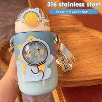 ☃™ 600ml Insulated Thermos Bottle Stainless Steel Cartoon Bottle Cute 3d Stickers Hydrated Bottle Thermal Kettle for Boys Girls