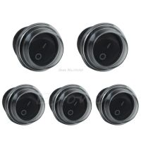 5 x Round Black 2 Pin SPST ON-OFF Rocker Boat Switch 12V Snap + Waterproof Coat Dropship