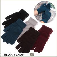 UEVOQB SHOP ของขวัญ ฤดูหนาวที่อบอุ่น ข้นขั้นพื้นฐาน ถุงมือ ผ้ากำมะหยี่ ผ้าขนสัตว์ถัก ถุงมือเต็มนิ้ว