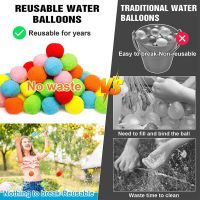 50/60 Pcs Splash Balls Reusable Water Soaker Balls Summer Toys Ball Water Balloon for Kids Pool Trampoline Backyard