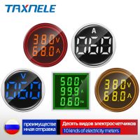 22MM Digital Display Round Square Dual Voltmeter Ammeter Ampere Current Voltage Hertz Frequency Meter LED Signal Light lndicator