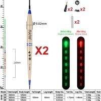 2ชิ้นแพตกปลาอัจฉริยะเตือนการกัดเหยี่อปลาไฟ LED เปลี่ยนสีได้ทุ่นเปลี่ยนอัตโนมัติด้วยแบตเตอรี่ CR425ทุ่นตกปลา