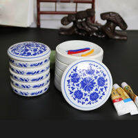 Stack of Five Ceramic Color Mixing Trays with a lid traditional Chinese painting tools