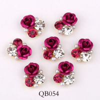 ใหม่ 10 ชิ้น Bright Pearl Rhinestone ดอกไม้ออกแบบโลหะผสมตกแต่งเล็บ Glitter DIY 3D เครื่องประดับเล็บจี้ QB054-063-Fenpier