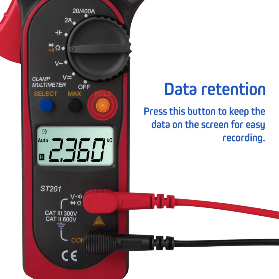 ST201 Digital Multimeter Clamp Ammeter Transistor Tester Capacitor