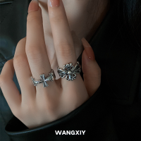 WANGXIY Opening Adjustabl Cross Ring Hepburn Style New Trend  Fashion Jewelry Accessories