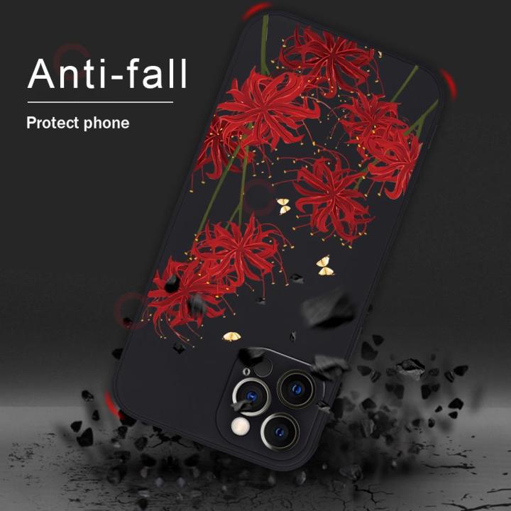 flowers-leaves-case-for-xiaomi-13-lite-12t-pro-5g-mi-12-12x-12-ultra-11t-pro-mi-11-lite-5g-comfort-silicone-cover-with-lanyard