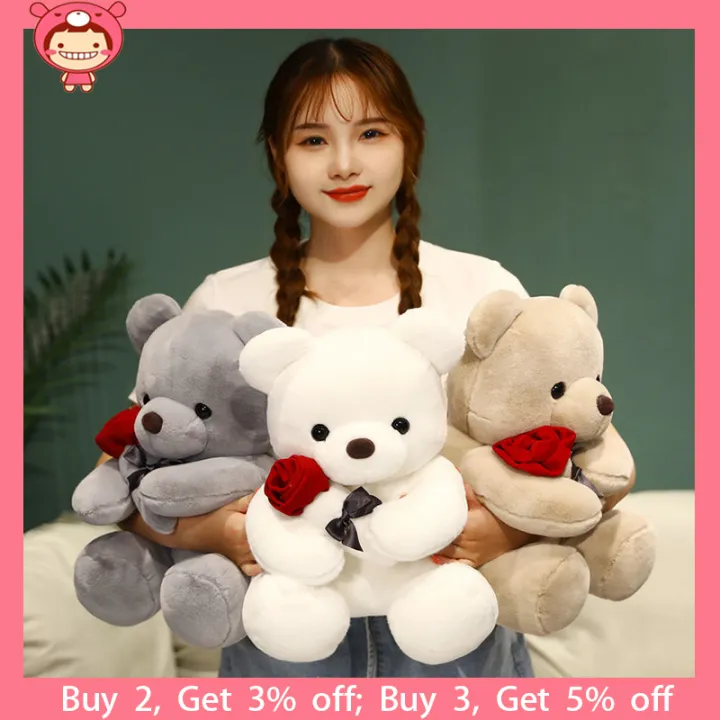 25cm Rose Flower Bear Plush Stuffed Toy Hug Teddy Bear Hug Bear Ragdoll ...