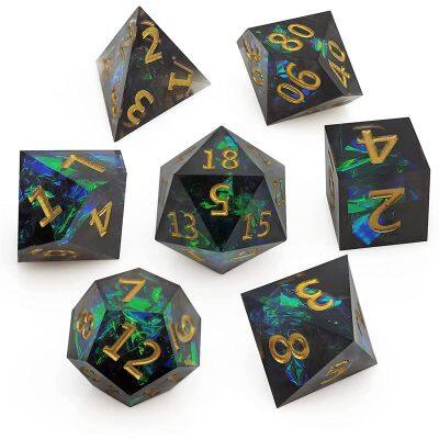 Polyhedral Dice Set 7 Piece Sharp Handmade Dice Set with Sharp Edges for RPG MTG Table Games D&amp;D Pathfinder