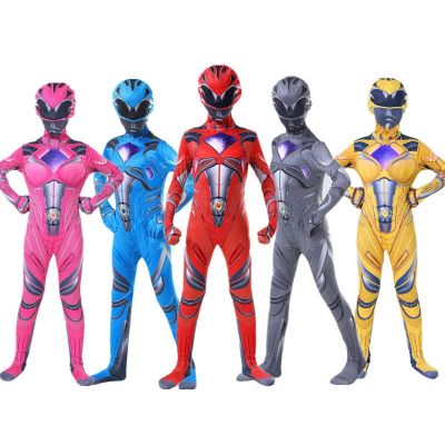 AEOZAD Rangers คอสเพลย์เครื่องแต่งกาย Infantil Power Mecha 5 Beast เครื่องแต่งกายฮาโลวีน อะนิเมะมาสคาร่า Festa de Carnaval Macacões Meninos