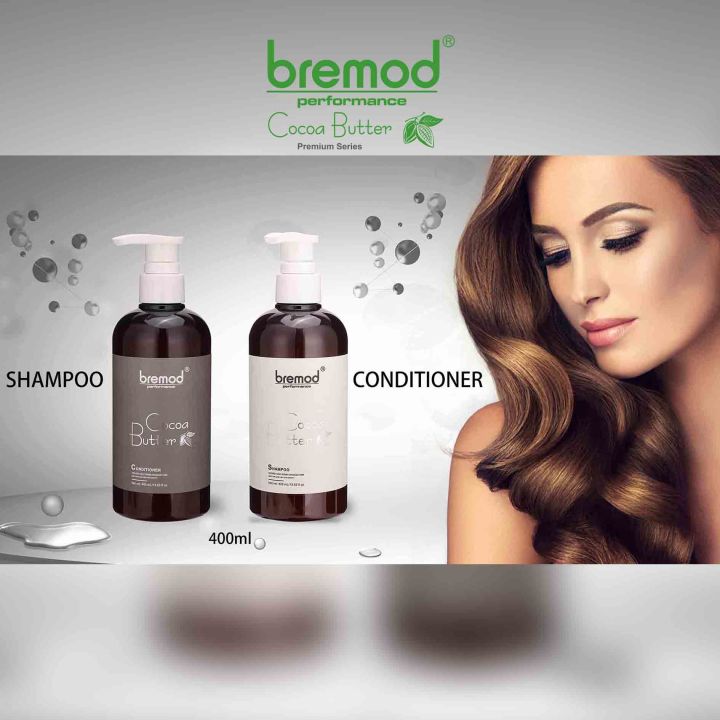 Bremod Premium Cocoa Butter Shampoo Conditioner Anti-Frizz Hair Care ...