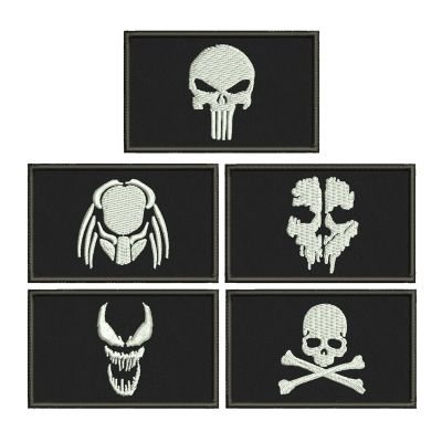 New Skull Logo Embroidery Cloth hook and loop Patch Backpack Tactical Morale Badge Applique For Jacket Jeans bag Hat Adhesives Tape
