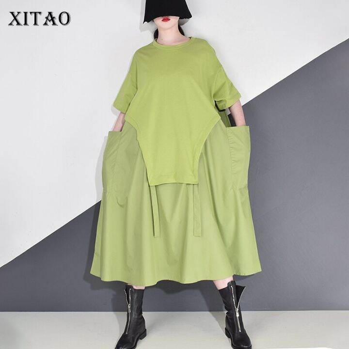 xitao-dress-irregualr-patchwork-loose-dress