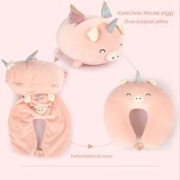 Travel Neck Pillow U-Shaped Plush Pillow Cute Penguin Massage Neck Pillow Sleeping Airplane Pillow Cervical Healthcare Bedding