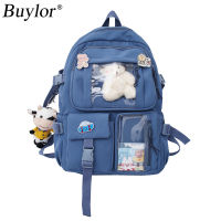 Buylor Laptop College Backpacks Women Waterproof Nylon Backpack Large Capacity Female Cute Schoolbag Kawaii Girl Travel Book Bag