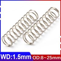 Wire Diameter 1.5mm Coil Od 8mm 25mm Cylidrical Spring Compress Pressure Spring Rotor Return Buffer 304 Stainless Steel 10 Pcs