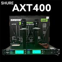 ไมค์ลอยคู่ความถี่ใหม่ รุ่น AXT400 สัญญาณ UHF คลื่น 694-758 MHz (2หน้าจอ)) ปรับความถี่ได้ เสียงใสปลายซิปดีมาก รับสัญญาณไกล 60-100 เมตร