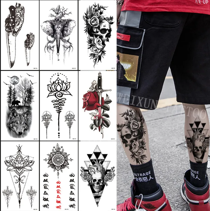 *21CM】 Tattoo Lasts to 15 Days Tattoo Sticker Waterproof Long Lasting  Magic Tattoo Temporary Tattoo 3D sexy half arm chest thigh tattoo Fake  Tattoo Color tattoo flower alphabet Tattoo | Lazada PH