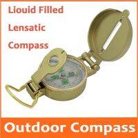 Kirsite Liouid Filled Lensatic Compass Luminous Marching Line Pocket Foldable Outdoor Camp Map Compass with Ruler Metal Case