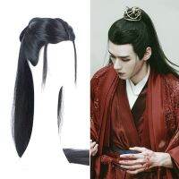 Shan Heling Warrior Hair Cosplay Headwear Long Straight Black Hanfu Hair Products Prince Accessories Movie Play