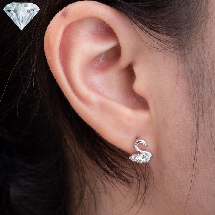 malai-gems-ต่างหูเพชร-เงินแท้-silver-925-เพชรสวิส-cz-เคลือบทองคำขาว-รุ่น-51000490-แถมกล่อง-ต่างหูcz-ต่างหูเงินแท้