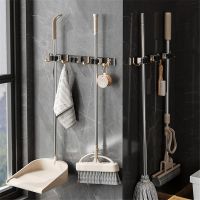 Self-adhesive Mop Holder Broom Clip Holder Wall Mount Mop Organizer Broom Hanger Laundry Room Hanger Bathroom Accessories Picture Hangers Hooks