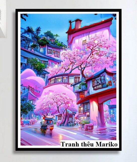 Tranh Thêu Kín Phong Cảnh Màu Hồng J8097 Kích Thước 50 X 75 Cm, J8097 -9Ct  Kích Thước 60 X 90 Cm | Lazada.Vn