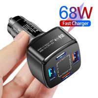 4 Ports Car Charger USB Type C PD Quick Charge 3.0 For iPhone 14 13 12 11 Pro Xiaomi Huawei Samsung Fast Charging Car Phone Char Car Chargers