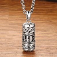 Trendy 925 Silver Chain Necklace For Women Jewelry Shurangama Sutras Mantra Pendant Box Can Open Male Necklace Amulet