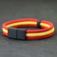 Noter New Novel Flag Color Bracelet For Men 4mm Nylon Cord Chain Braclet Openable Magnet Buckle Spanish Ukrainian Symbol Braslet Replacement Parts