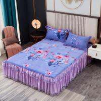 1pc Thicken Bed Skirt Autumn Winter Keep Warm Plus Velvet Bedspread Household Bedroom Bed Sheet ( No Include Pillowcase ) F0031