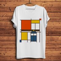 เสื้อยืดศิลปินศิลปิน Piet Mondrian Neoplitism ฤดูร้อนผู้ชาย