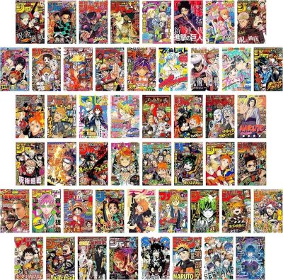 50 Pcs Anime Magazine Cover Wall Sticker Set Room Decor Poster Dorm Fashion Small Poster Wall Art Aesthetic Photo Bedroom Decor Tapestries Hangings