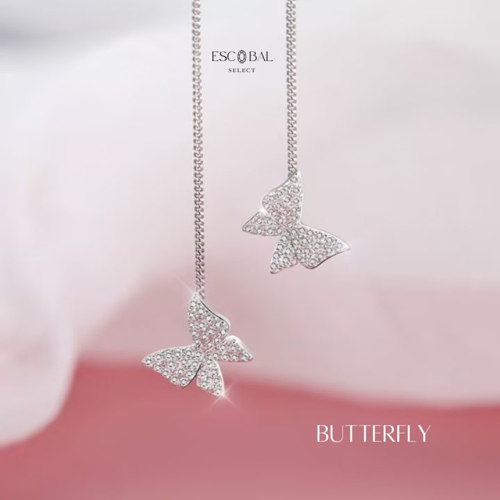 escobal-ต่างหูเงินแท้-butterfly-ear-wire-จี้เพชร-moissanite-ต่างหูเพชร-ต่างหูแฟชั่น-ตุ้มหูเงินแท้-ต่างหูเกาหลี-ตุ้มหูเพช