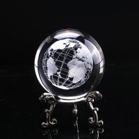 60mm 3D Crystal Ball Glass Laser Engraved Miniature Earth Model Sphere Crystal Craft Ornament Globe Home Decoration Accessories