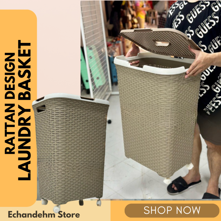 Elegant Aesthetic Rattan Cane Laundry Storage Basket - Large Size with ...