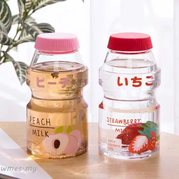 Strawberry Bear Glass Water Bottle with Nipple Sippy 11oz Kawaii