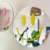 อะคริลิคขนาดใหญ่ Happy Smile กระจกดอกไม้กระจกที่มีสีสันสติกเกอร์ห้องน้ำตกแต่งบ้าน Wall Funky Smiling Mirror Gift