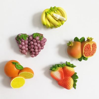 ▨✴☽ 3D Creative Three-Dimensional Design Resin Fruit Grape Watermelon Accessories Home Decor Fridge Magnet Refrigerator Decoration