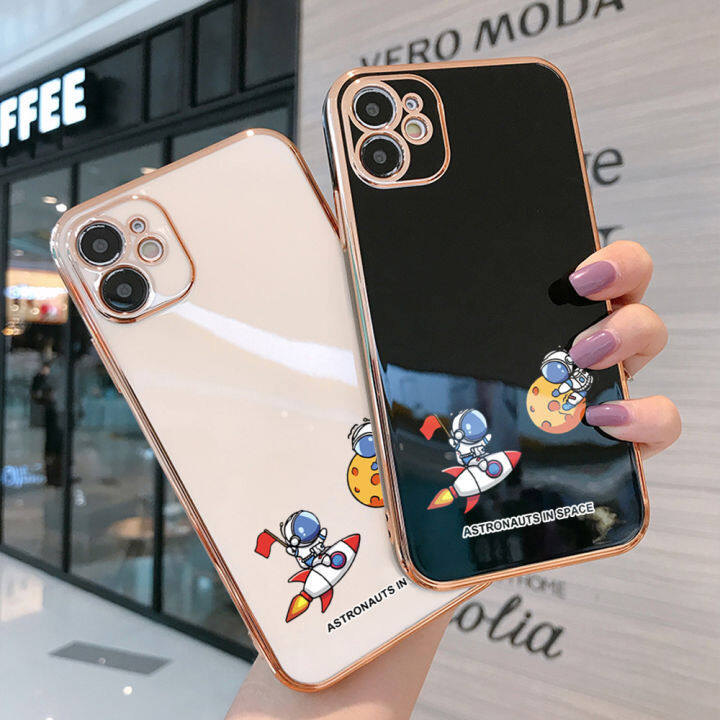 ggk-สำหรับ-a78-oppo-4g-เคสโทรศัพท์นิ่มลายการ์ตูนนาซ่าอเมริกาอวกาศอวกาศขอบสี่เหลี่ยมเคสโทรศัพท์ชุบหรูหรา