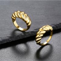 Wedding Ring Weaving Twisted Gold Color Stainless Steel Croissant Ring For Women Braided Twisted Signet Chunky Dome Ring For Men